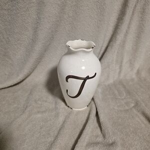 Elegant Cream Vase with Monogram